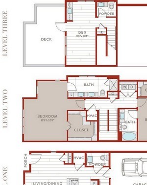Aura Bluffview Apartments TH 1B Floor Plan Aura Bluffview Apartments TH 1B Floor Plan